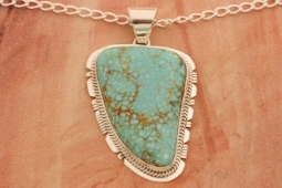 Genuine Number 8 Mine Turquoise Sterling Silver Navajo Pendant